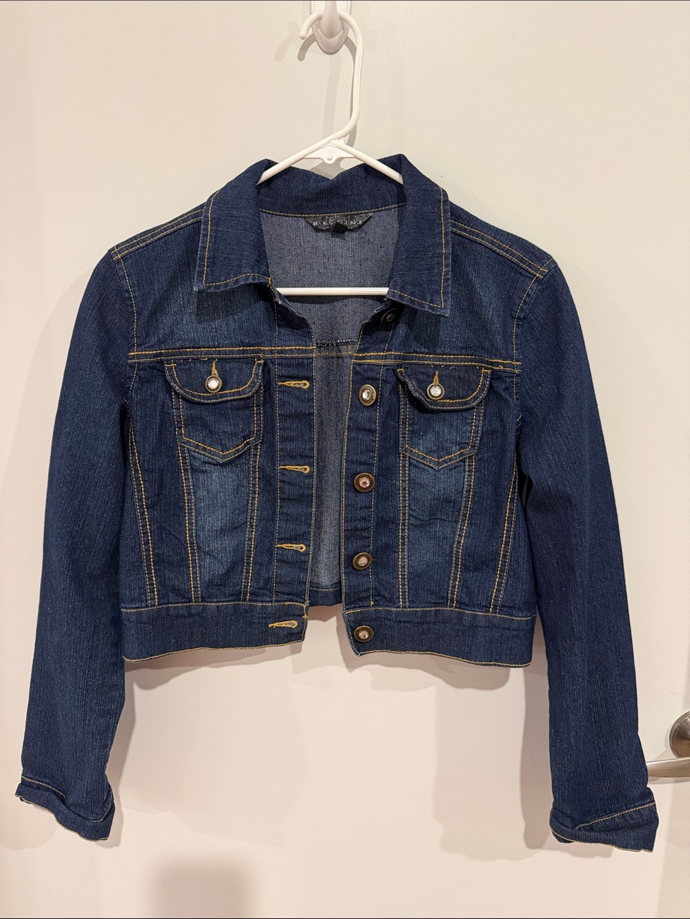 Baccini Dark Blue Denim Cropped Jacket